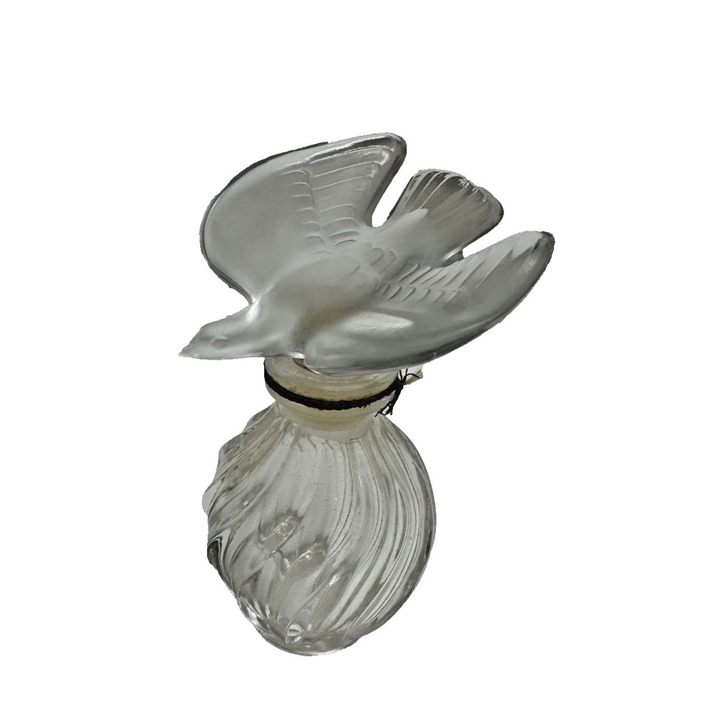 Nina Ricci Lalique Frosted Glass Perfume Bottle With Dove Stopper Empty